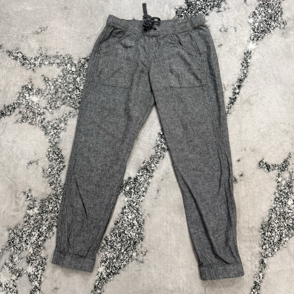 Calvin Klein Womens M Linen Blend Jogger Pants Gray Drawstring‎ Pull On Casual